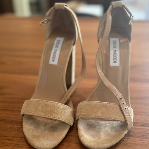 Steve Madden Carsron Tan Suede Strappy Heels - Picture 1 of 6